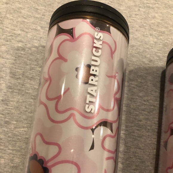 Pink Floral Starbucks Plastic Travel Cups - Picture 3 of 5